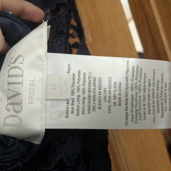 David's Bridal midnight blue lace dress - Picture 4 of 5